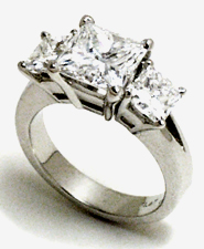 Jacques Platinum Princess Cut Diamonds Engagement Ring